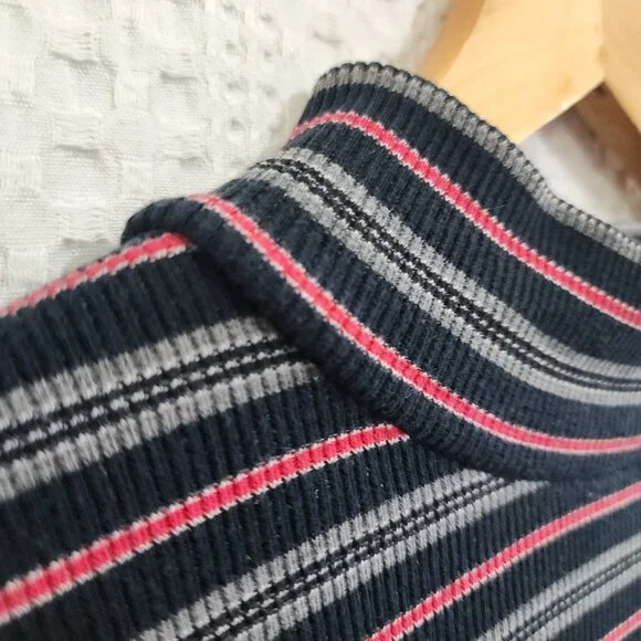 Vintage Ann Taylor Striped Mock Neck Long Sleeve Top 90s Minimalist Y2K X-Small - Picture 6 of 11